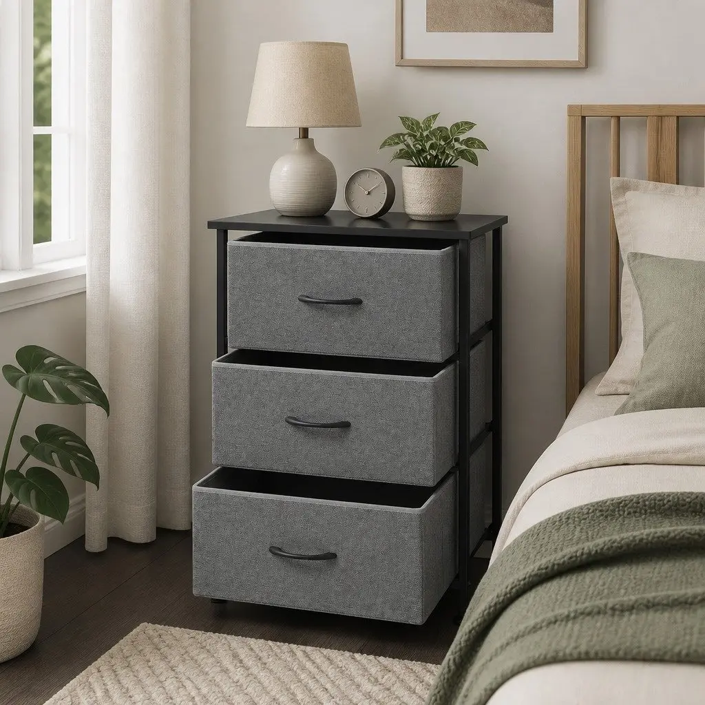 Chest of Drawers 3 Storage Drawer Dresser Bedroom Tallboy Organizer