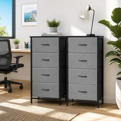 4 Drawer Chest of Drawers Set in Grey and Black