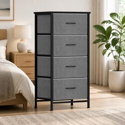 Grey and Black 4-Drawer Dresser for Cozy Living Spaces