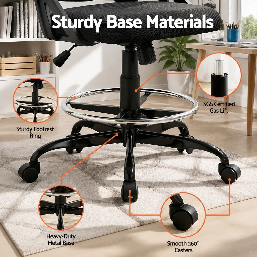 Drawing Desk and Drafting Chair Set with Glass Top