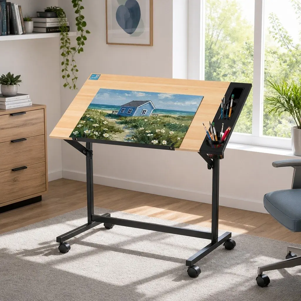 Adjustable Drafting Table Drawing Desk Art Craft Workstation with Removable Tray