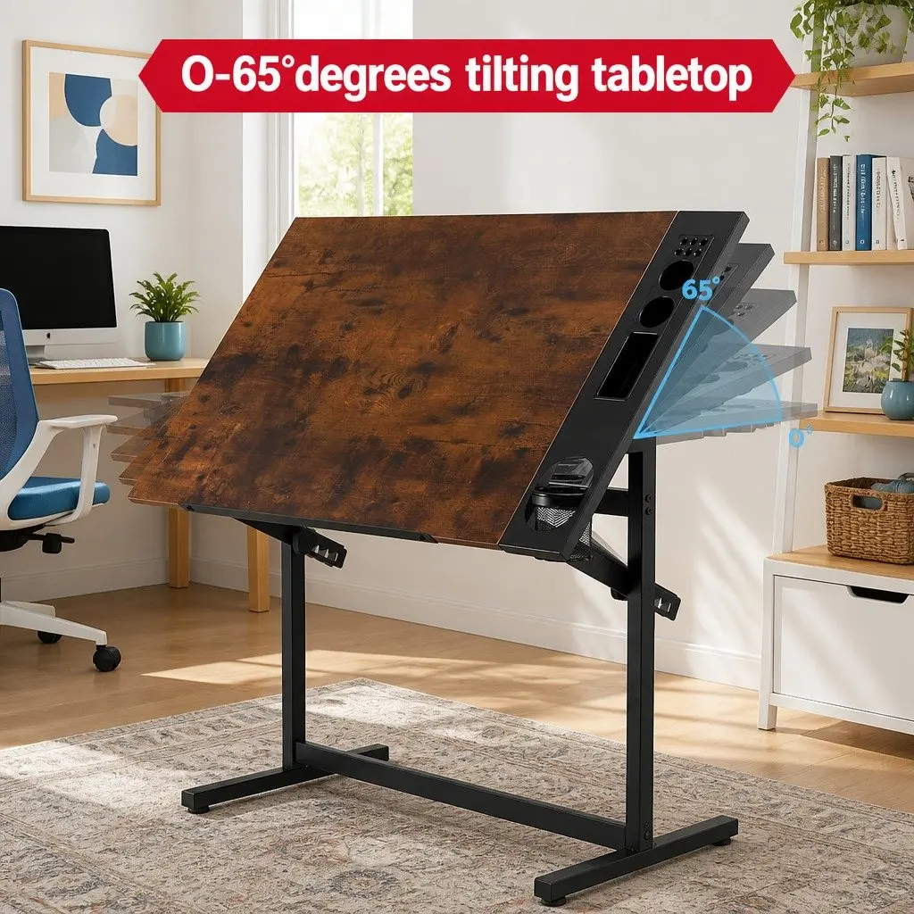 Adjustable Drafting Table with Removable Tray