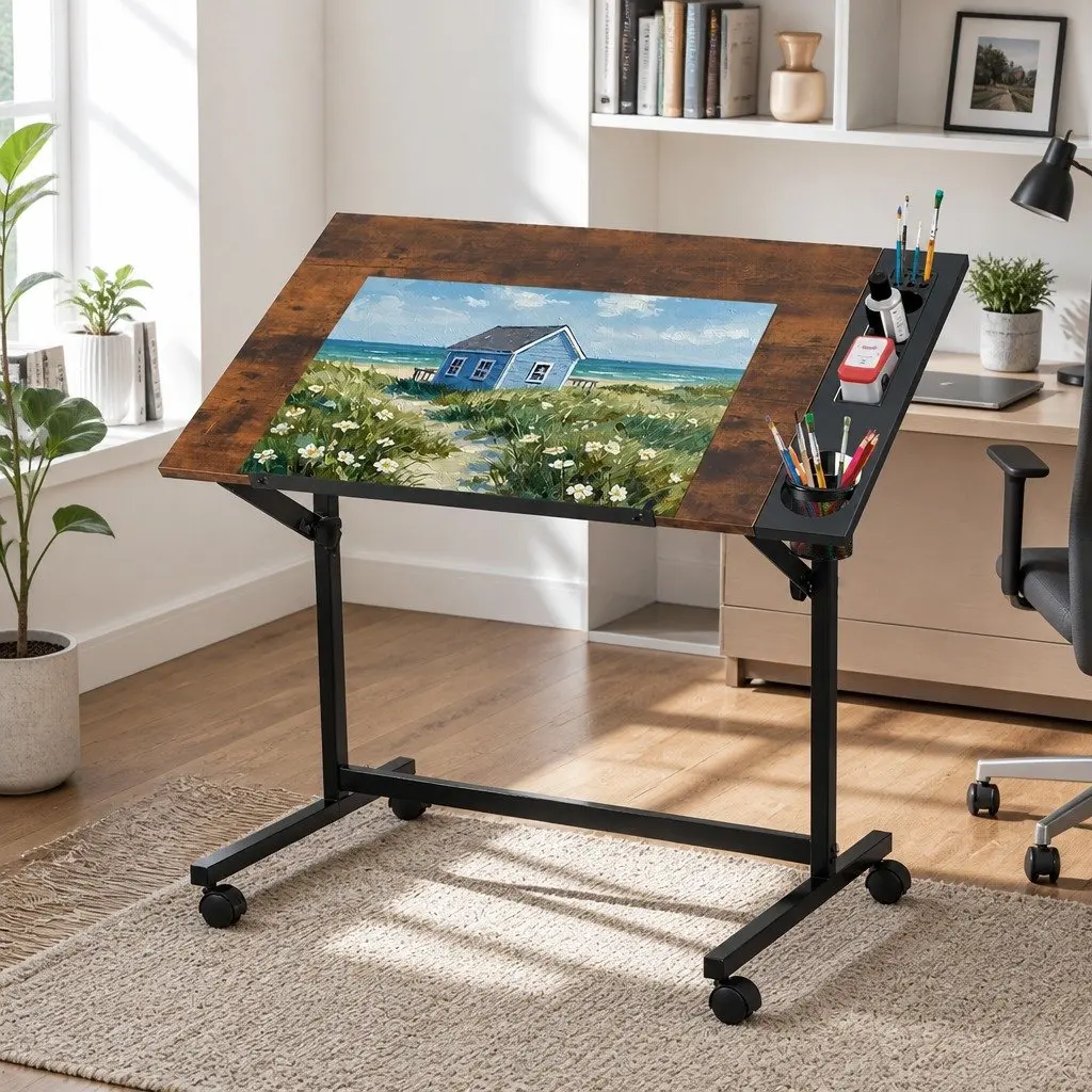 Adjustable Drafting Table with Removable Tray