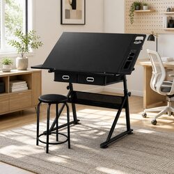 Adjustable Drawing Desk and Stool Set for Artists