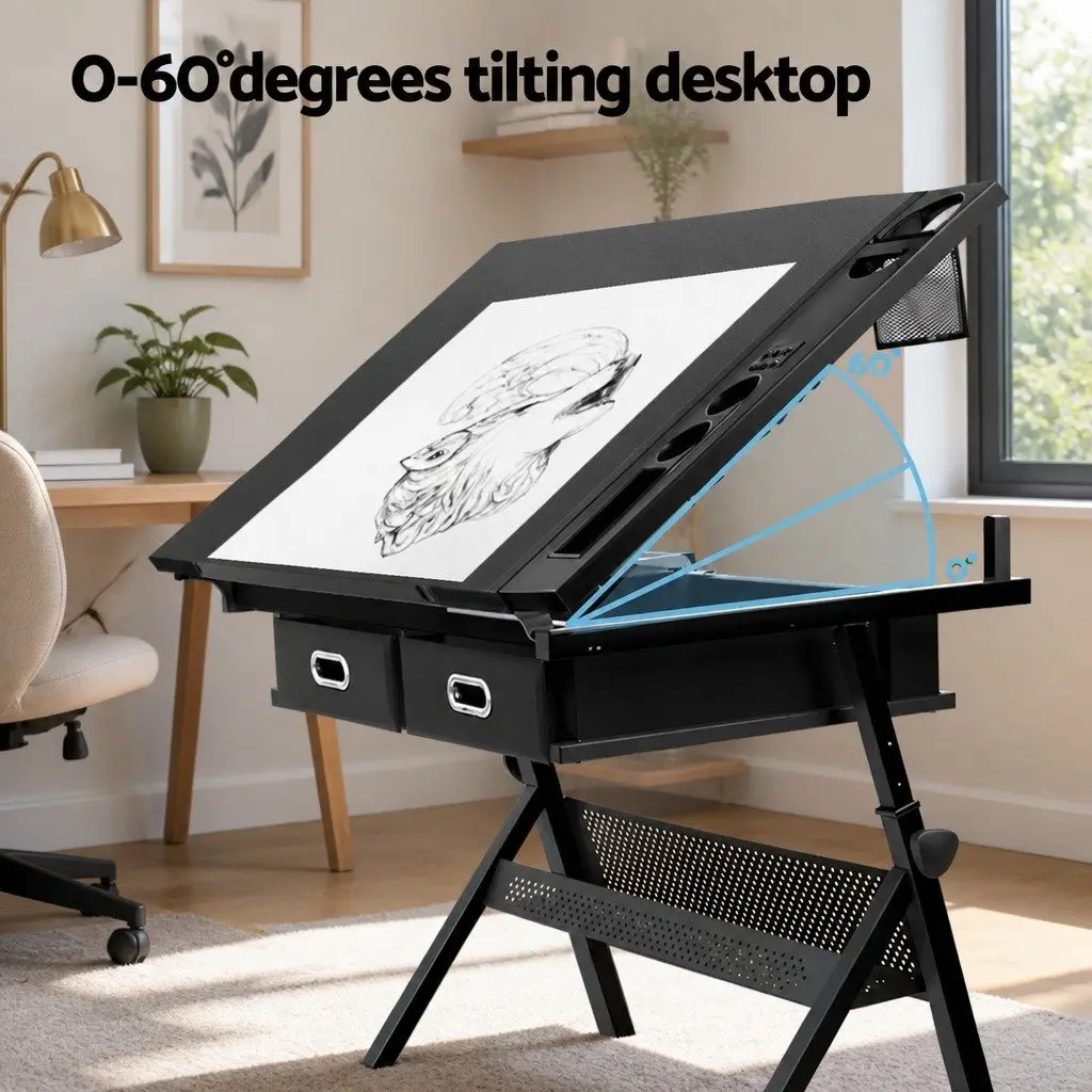 Adjustable Drawing Desk and Stool Set for Artists