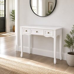 Vintage White Console Table with 3 Drawers