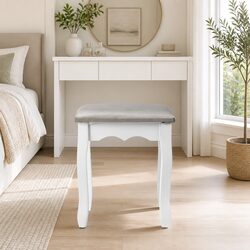 Durable Grey Velvet Dressing Stool for Everyday Use