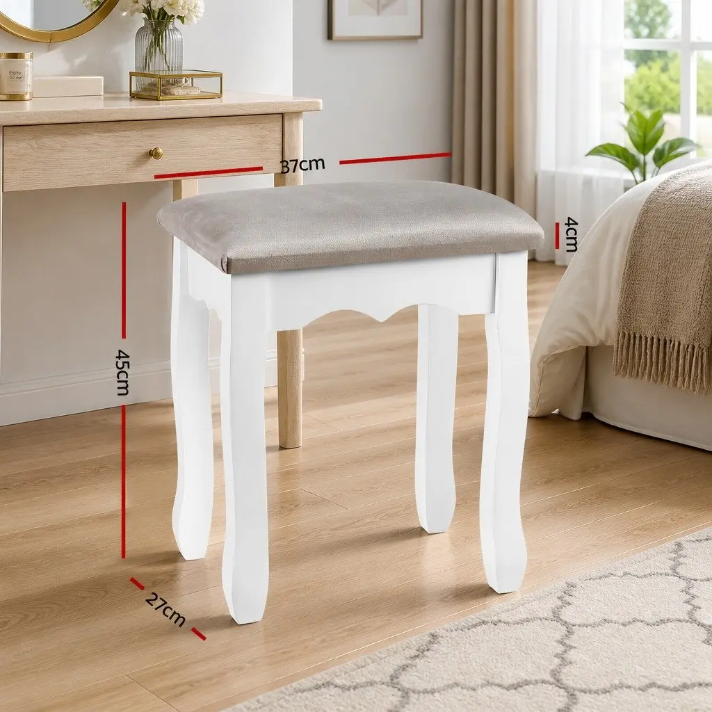 Dressing Table Stool French Provincial Design Velvet Grey Bedroom Furniture