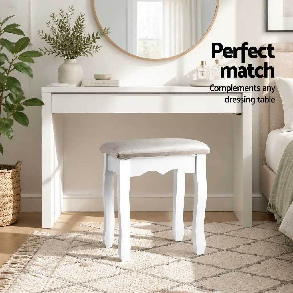 Dressing Table Stool French Provincial Design Velvet Grey Bedroom Furniture