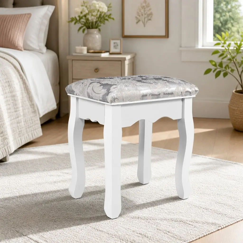 White Velvet Dressing Table Stool for Bedrooms