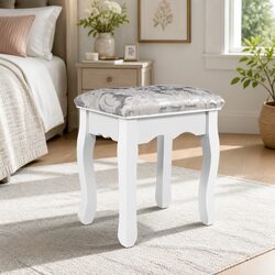 Elegant White Velvet Dressing Table Stool for Bedrooms