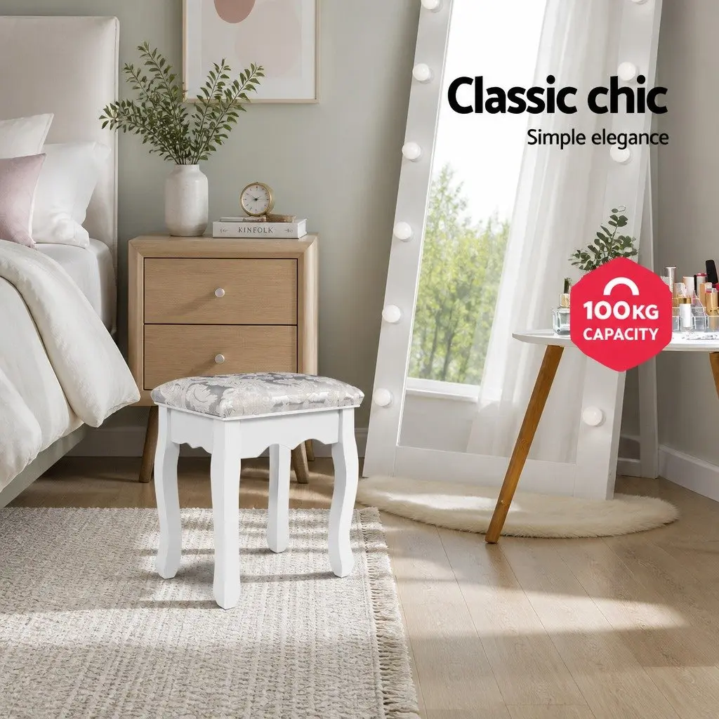 White Velvet Dressing Table Stool for Bedrooms