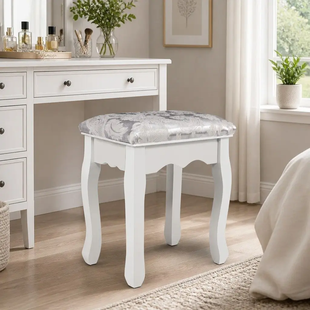 White Velvet Dressing Table Stool for Bedrooms
