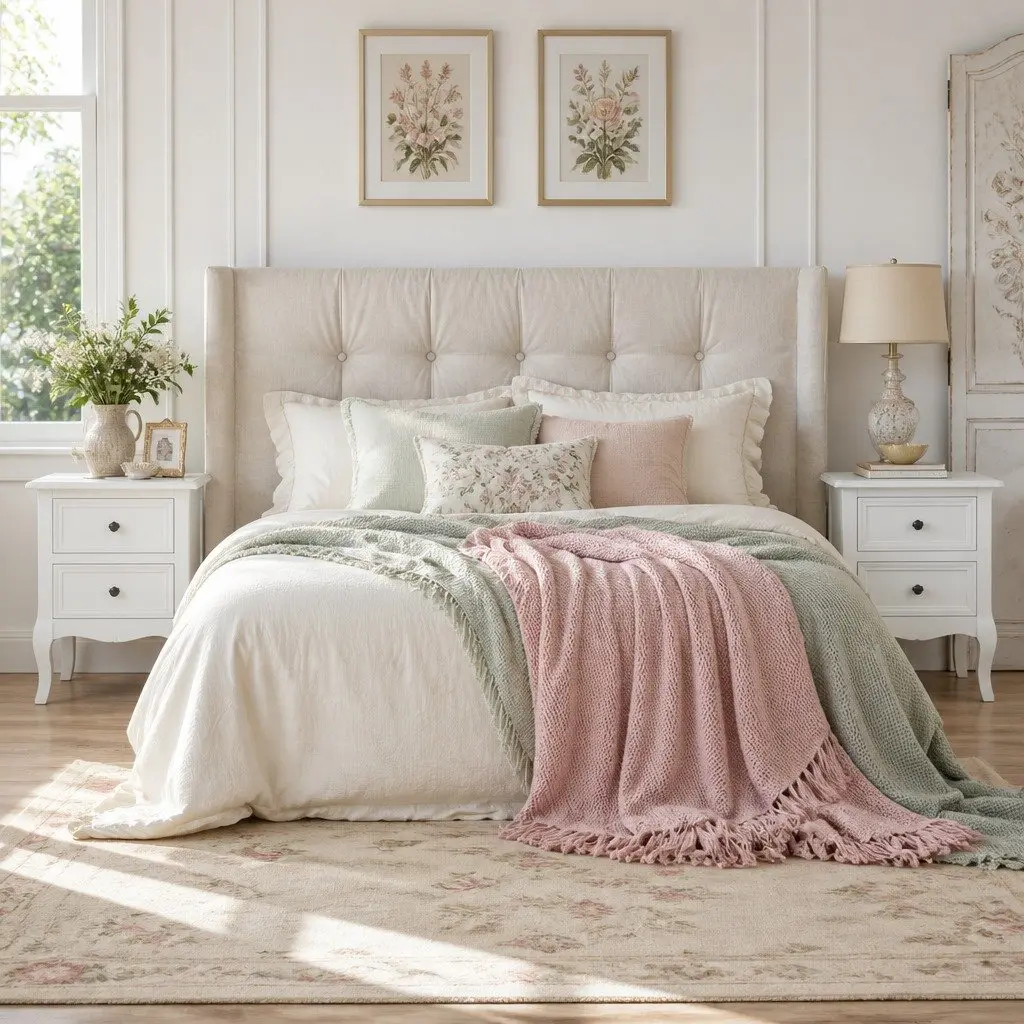 Bedside Table French Provincial White 2 Drawers Paulownia Wood MDF