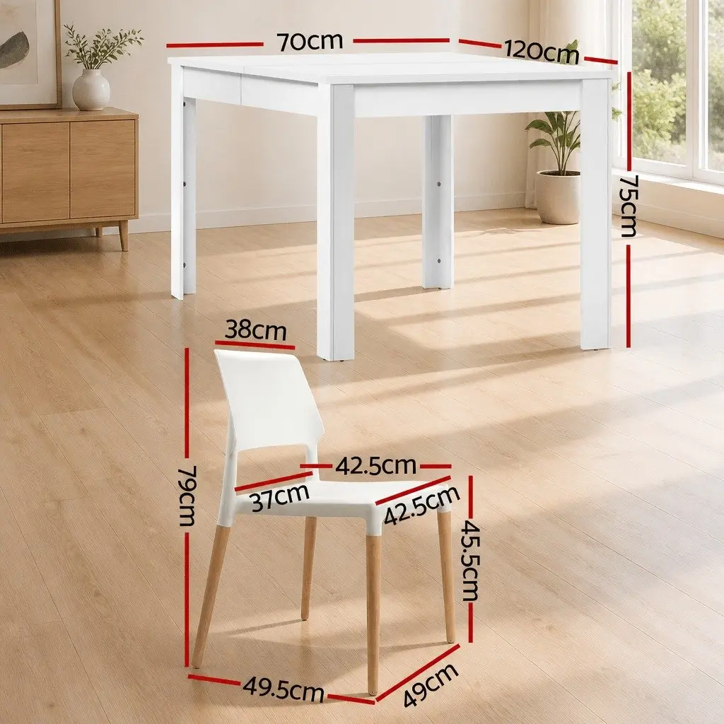 White Dining Table and 4 Chairs Set Wooden Kitchen Café Dining Room Furniture