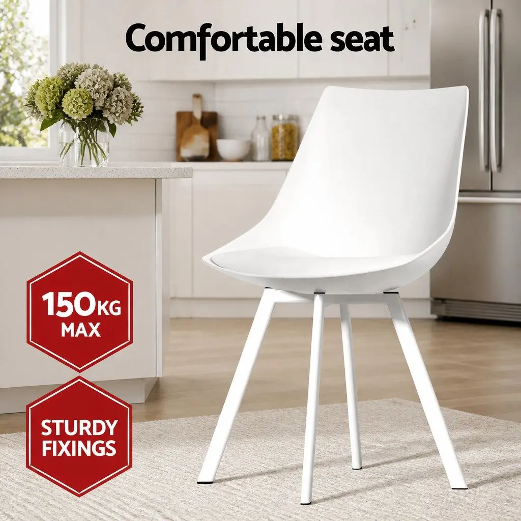 Dining Set Contemporary Rectangle 120cm x 70cm White Particle Board and Steel