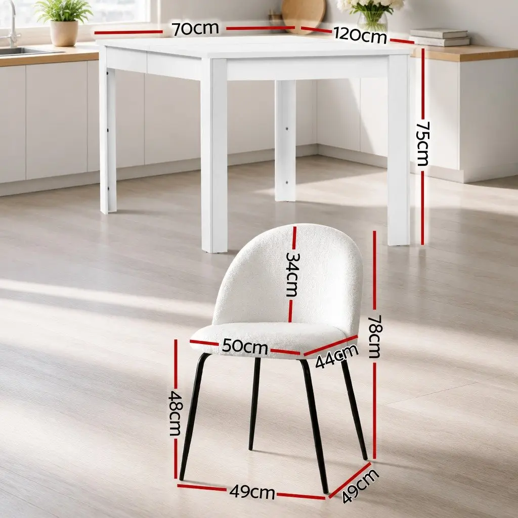 5-Piece Dining Table and Chair Set with Sherpa Upholstery