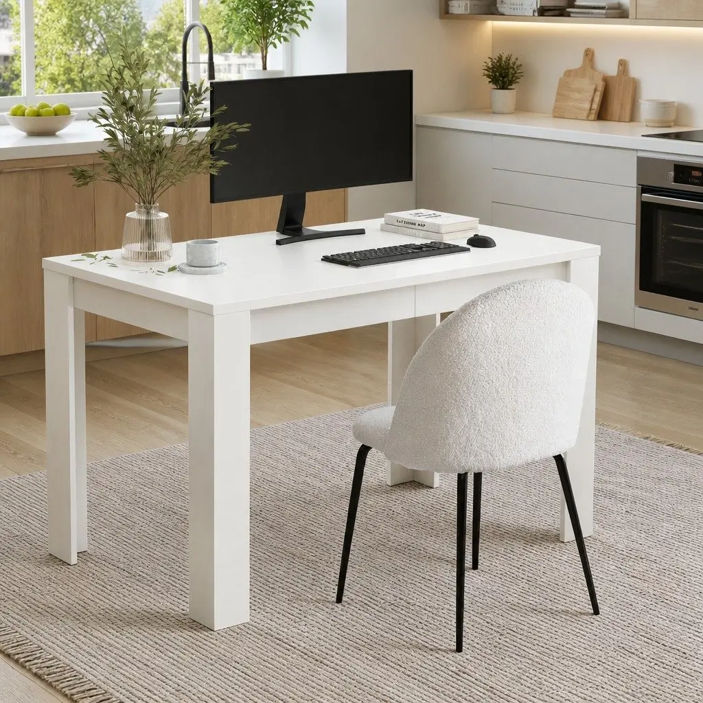 5-Piece Dining Table and Chair Set with Sherpa Upholstery