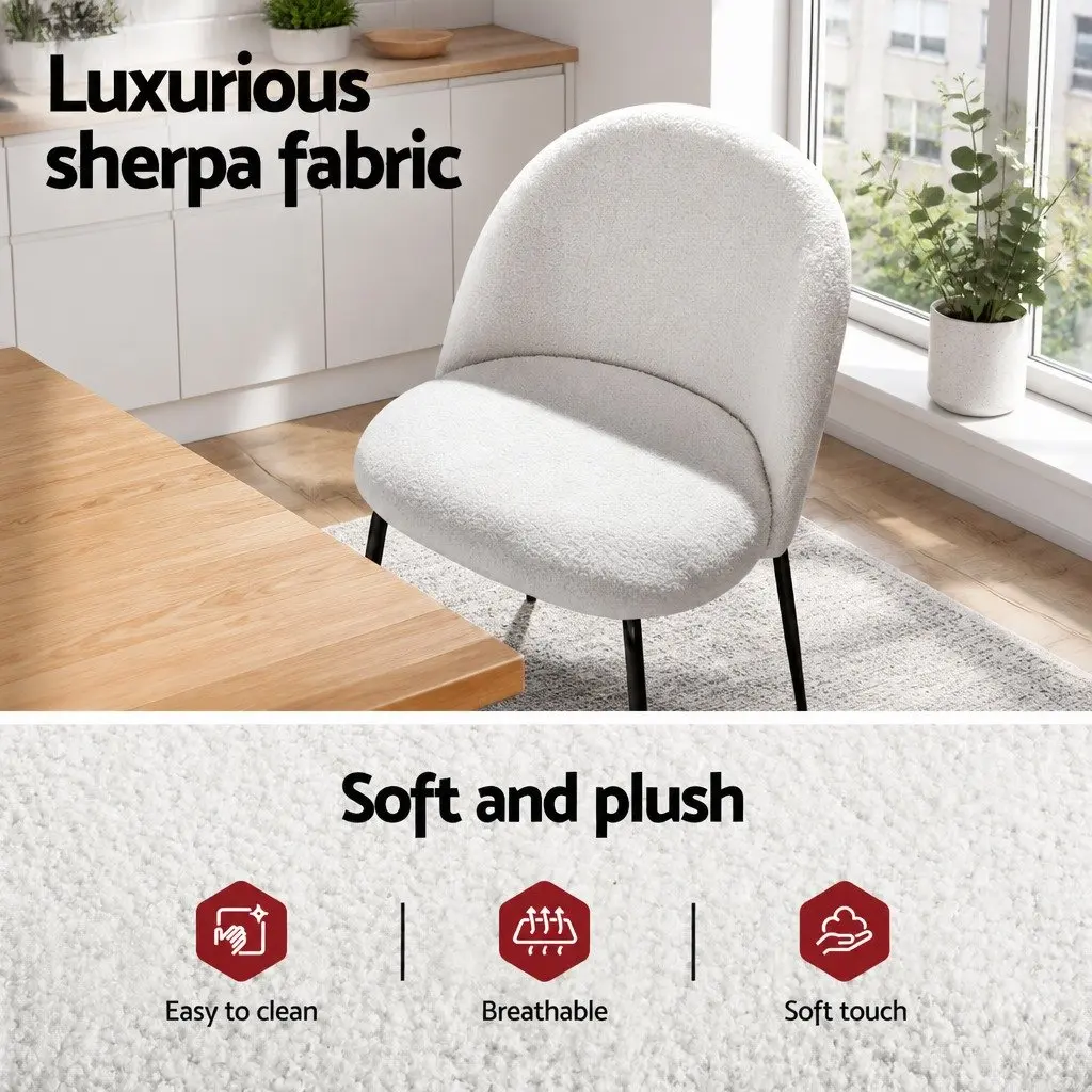 5-Piece Dining Table and Chair Set with Sherpa Upholstery