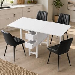 5-Piece Foldable Dining Set with Gateleg Table