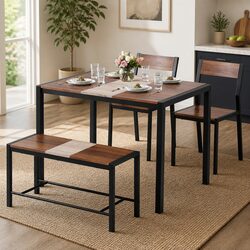Cozy 4-Piece Dining Table and Chairs Set with Bench