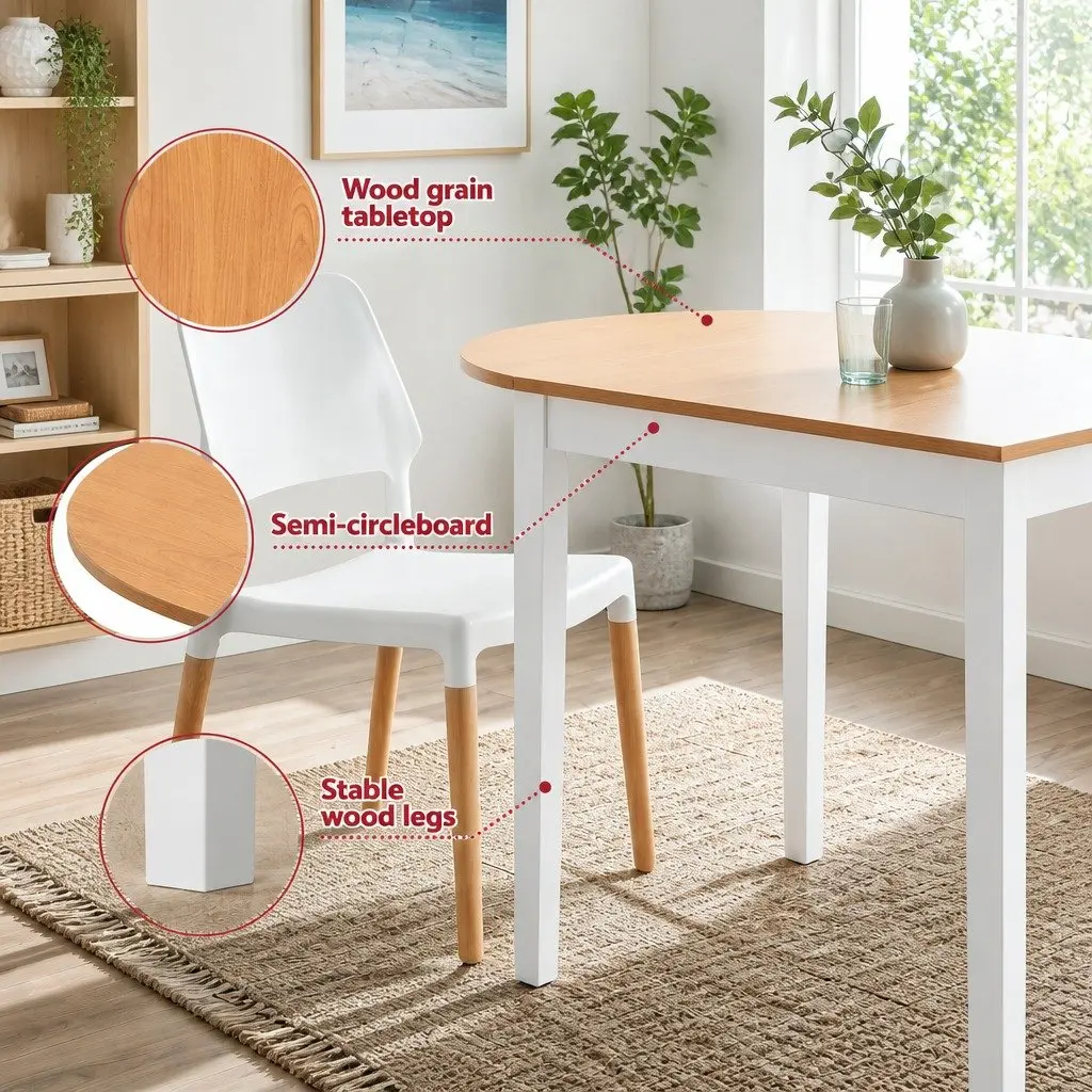 Drop-Leaf Dining Set 5 Pieces Pine and White 75-110cm Kitchen Space Saving with Stackable Chairs