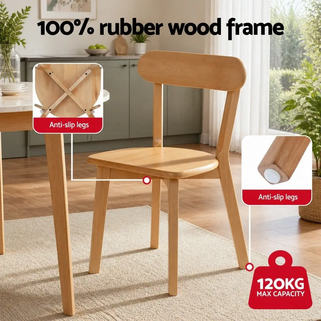 4-Seater Dining Set Square 100cm Pine Wood Kitchen Furniture