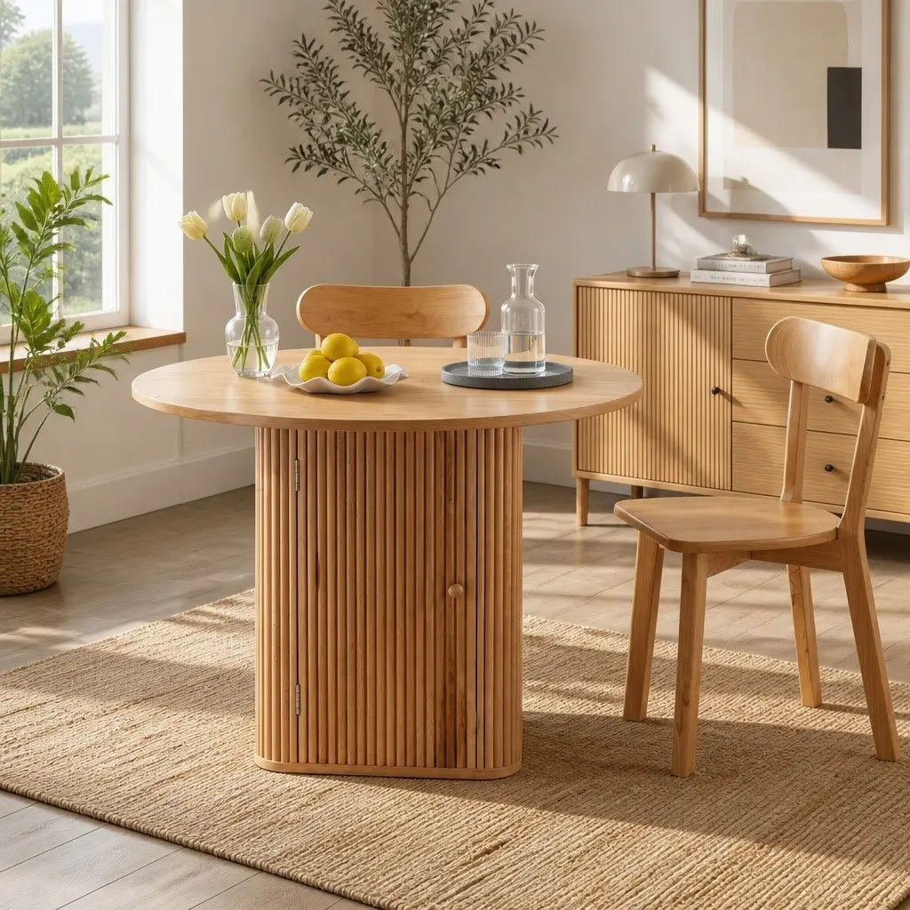 4-Seater Dining Set Square 100cm Pine Wood Kitchen Furniture