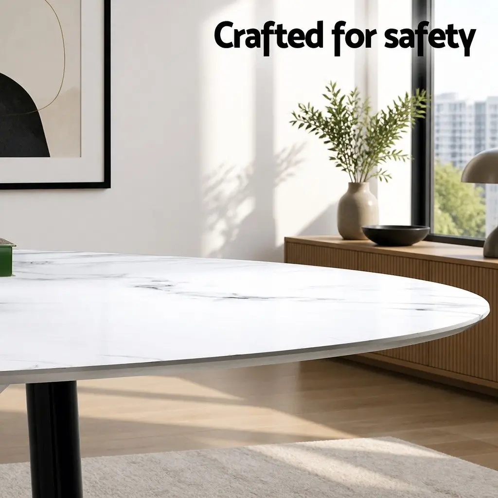 Round Marble Grey Dining Table with 4 Chairs Set