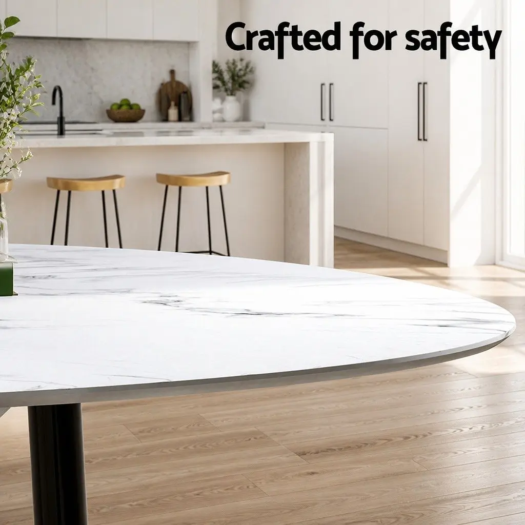 Dining Set Round Marble White Modern 4 Piece Kitchen Furniture