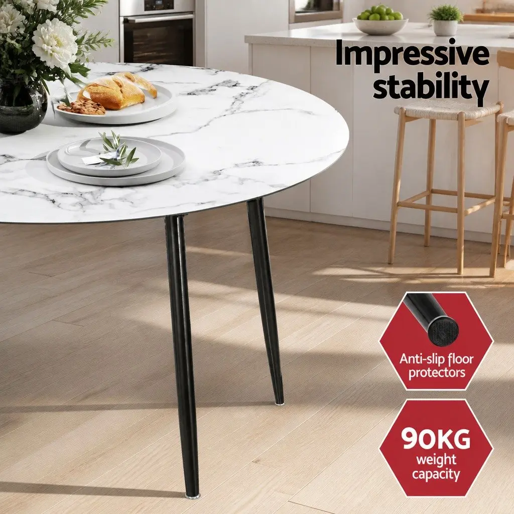 Dining Set Round Marble White Modern 4 Piece Kitchen Furniture