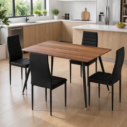 Industrial-Style Dining Table with 4 Chairs Set