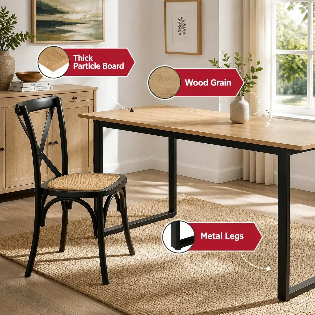 Dining Table and Chairs Set Industrial 5 Piece 4 Seater Rattan Kitchen Dining Room