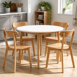 Durable Round Dining Table Set 5 PCS with Chairs