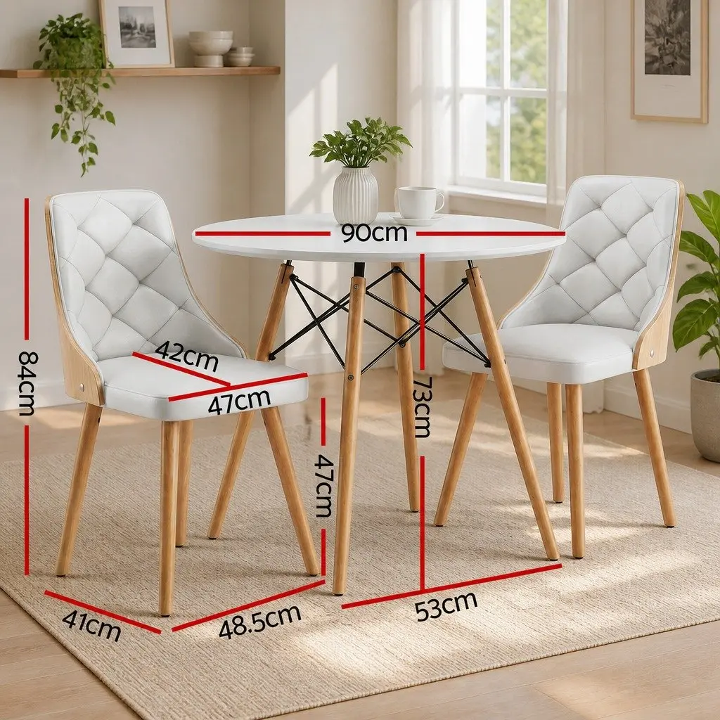 3-Piece Round Dining Table and Chairs Set