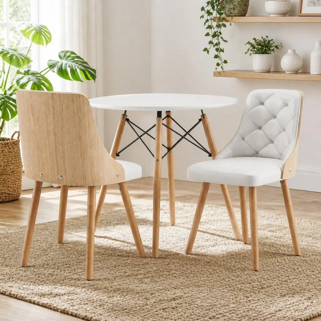 3-Piece Round Dining Table and Chairs Set