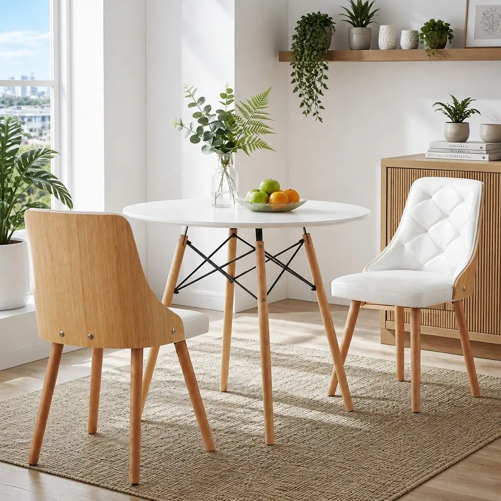 3-Piece Round Dining Table and Chairs Set