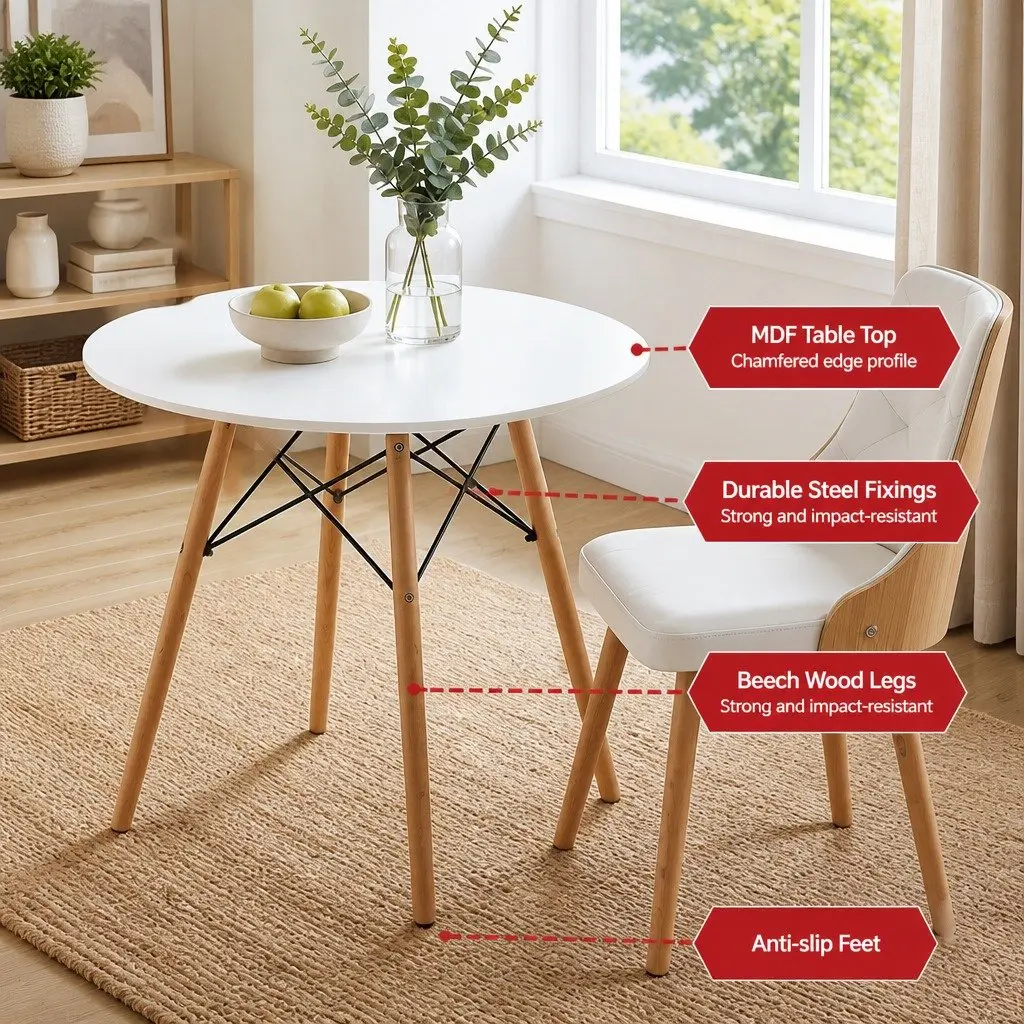 3-Piece Round Dining Table and Chairs Set