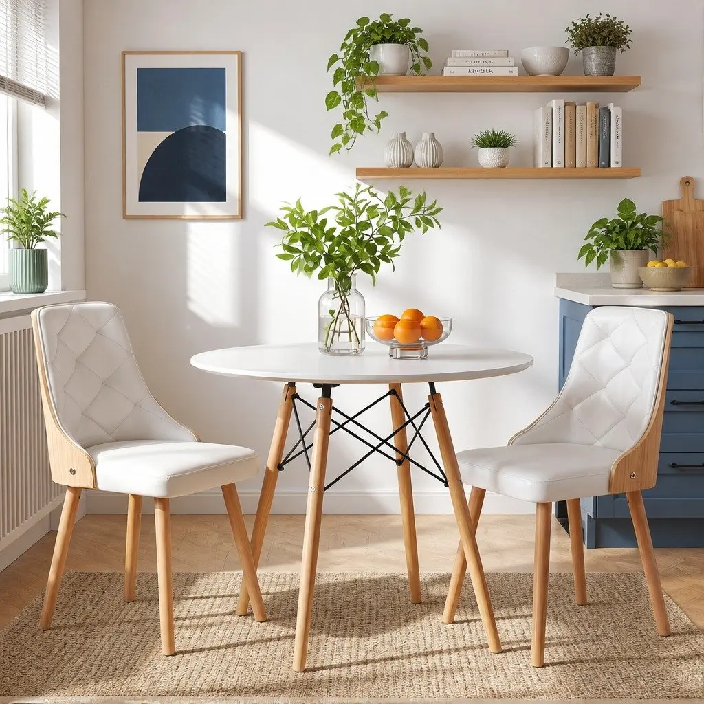 3-Piece Round Dining Table and Chairs Set