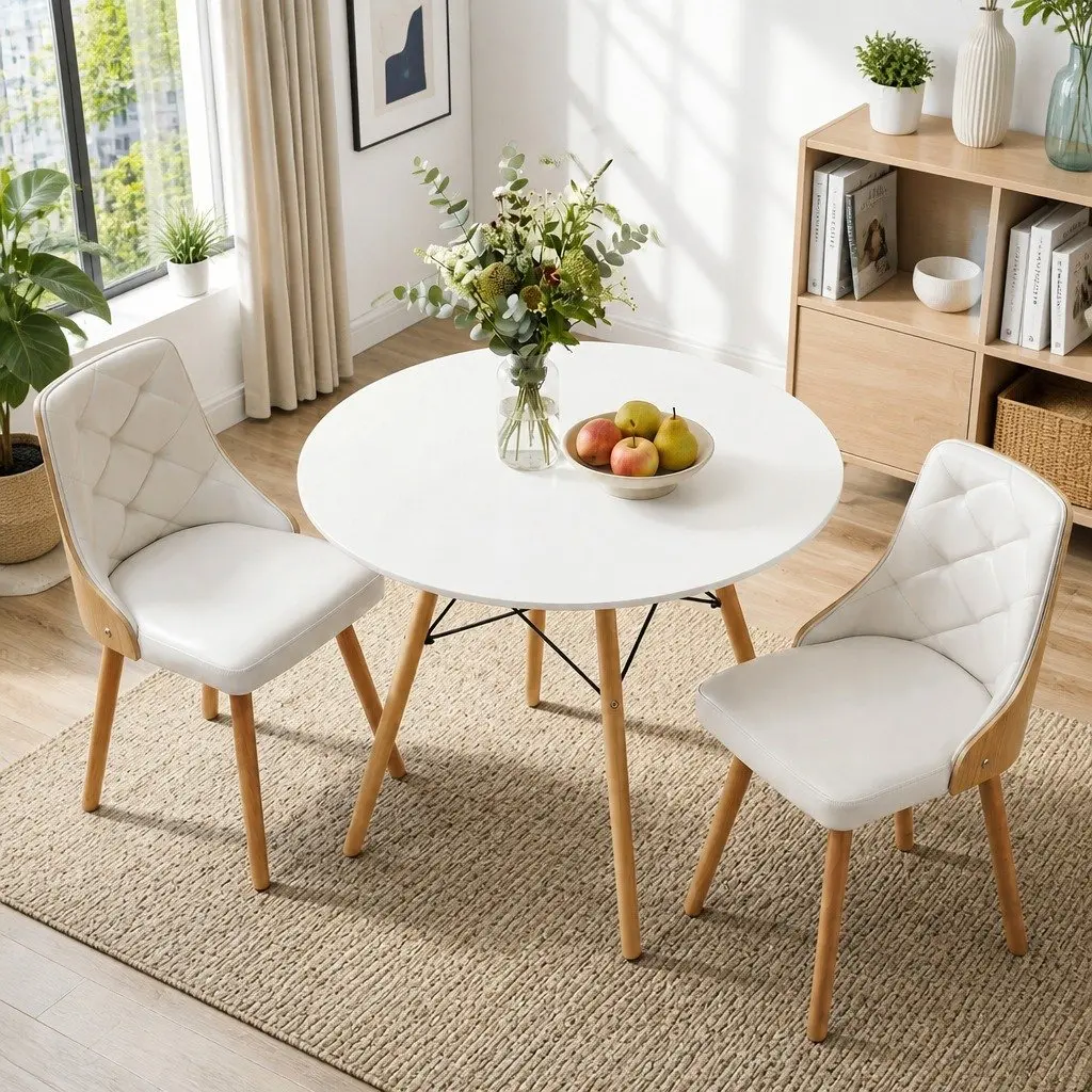 3-Piece Round Dining Table and Chairs Set