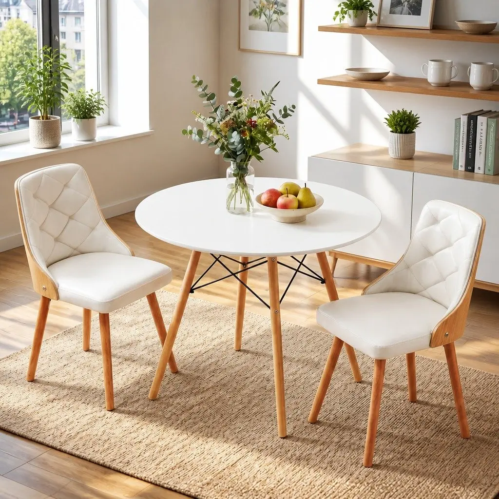 3-Piece Round Dining Table and Chairs Set