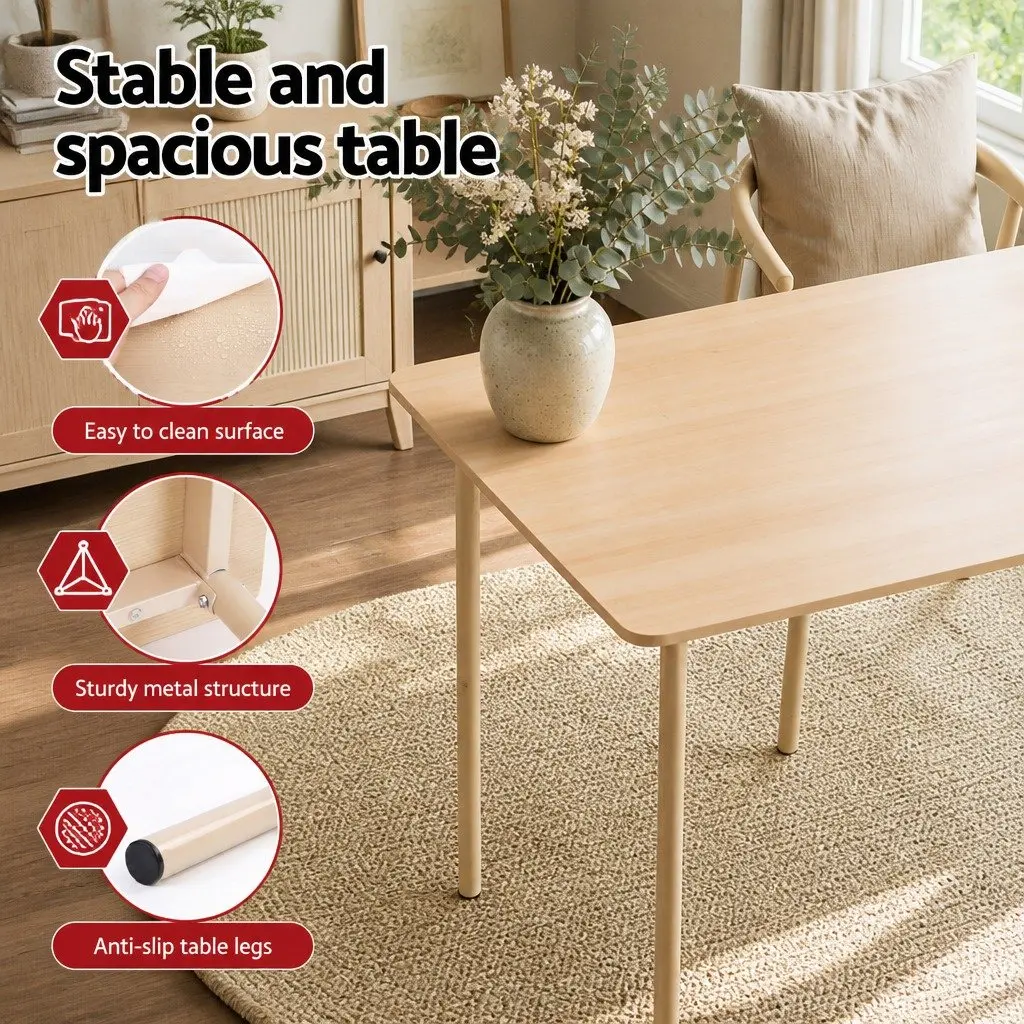 Kitchen Table and Chairs Set Natural Beige Wood 5 Piece Dining Furniture