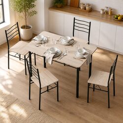 Modern Oak Dining Table with 4 Chairs for Cozy Spaces