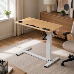 Height Adjustable Oak Standing Desk with USB Ports