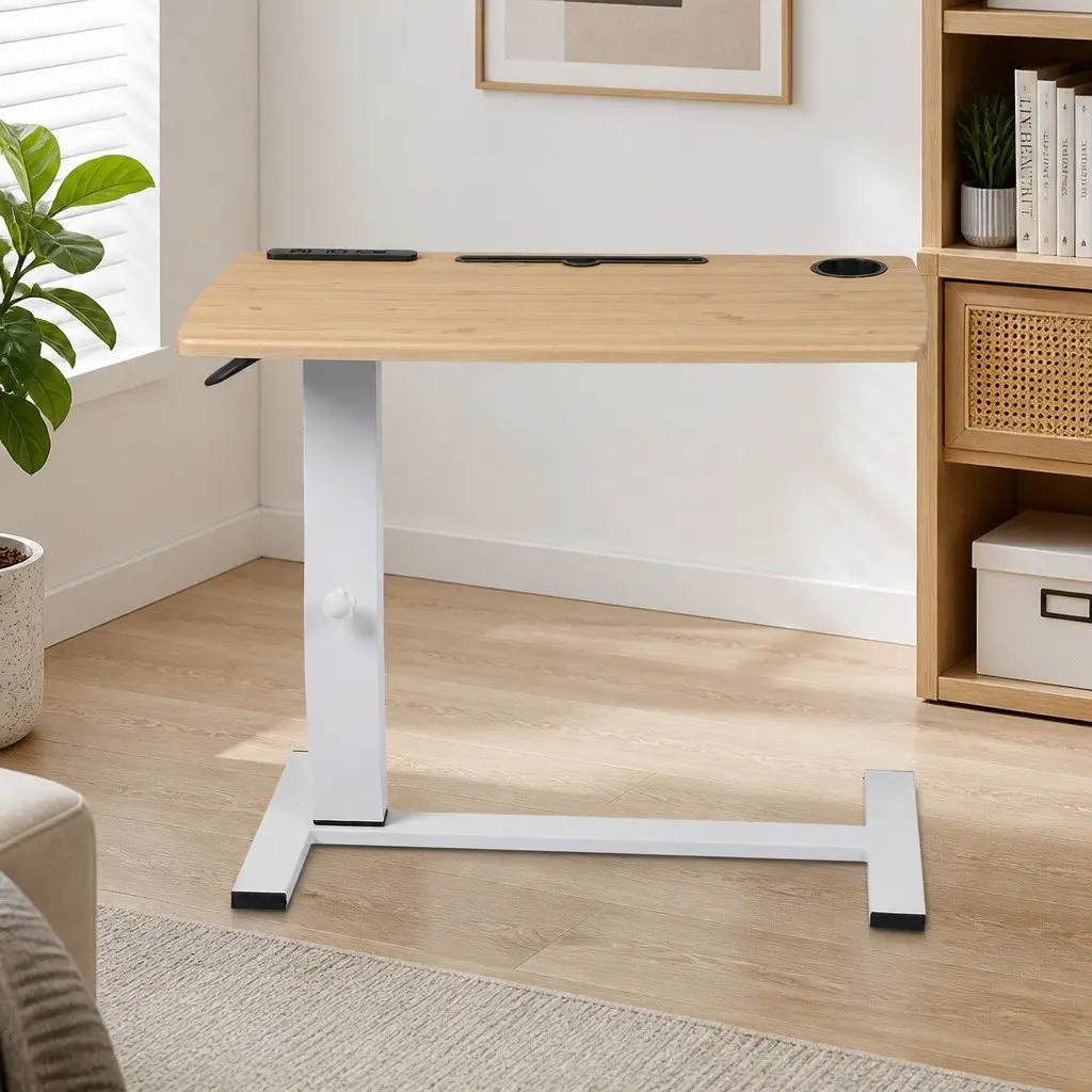 Height Adjustable Oak Standing Desk with USB Ports