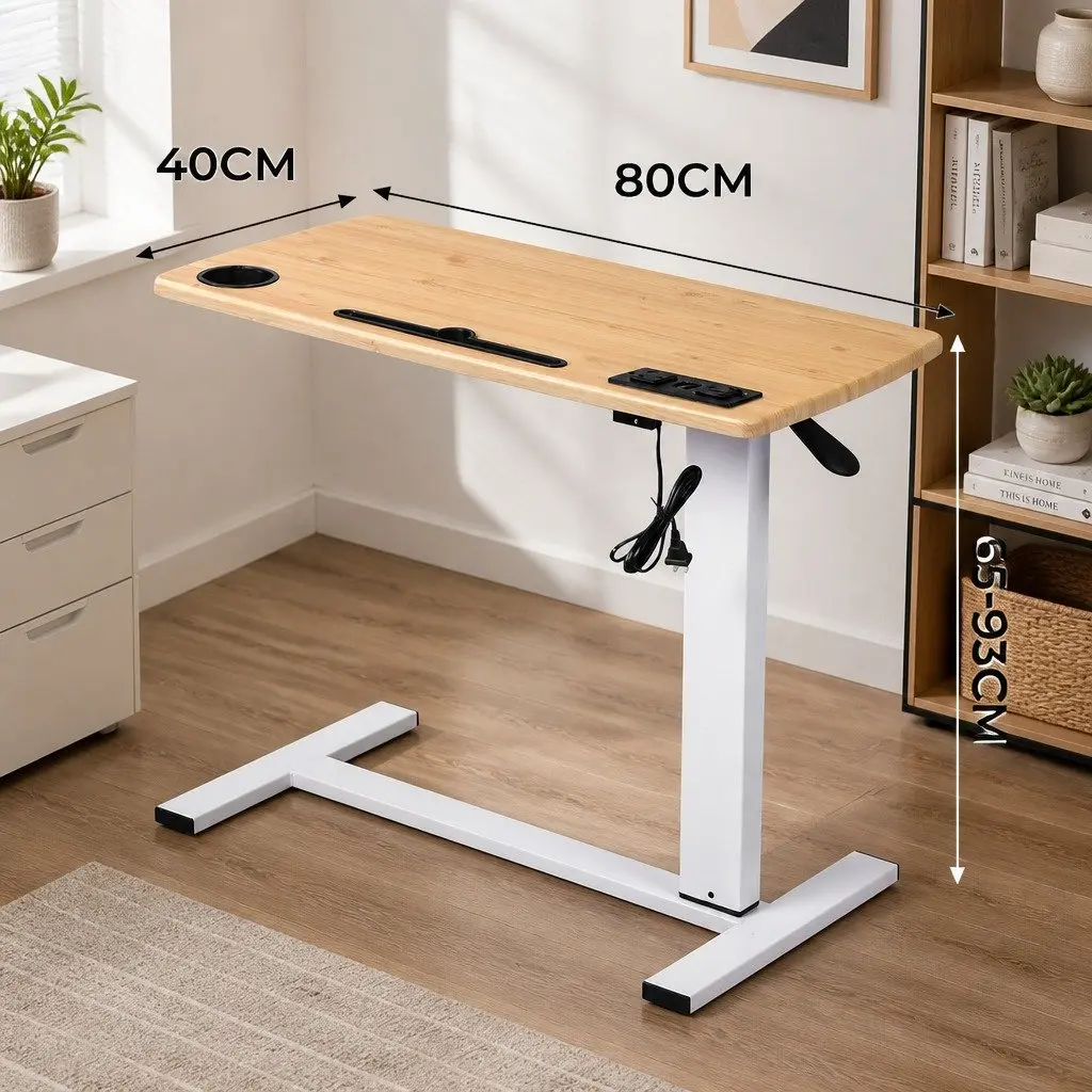 Height Adjustable Oak Standing Desk with USB Ports