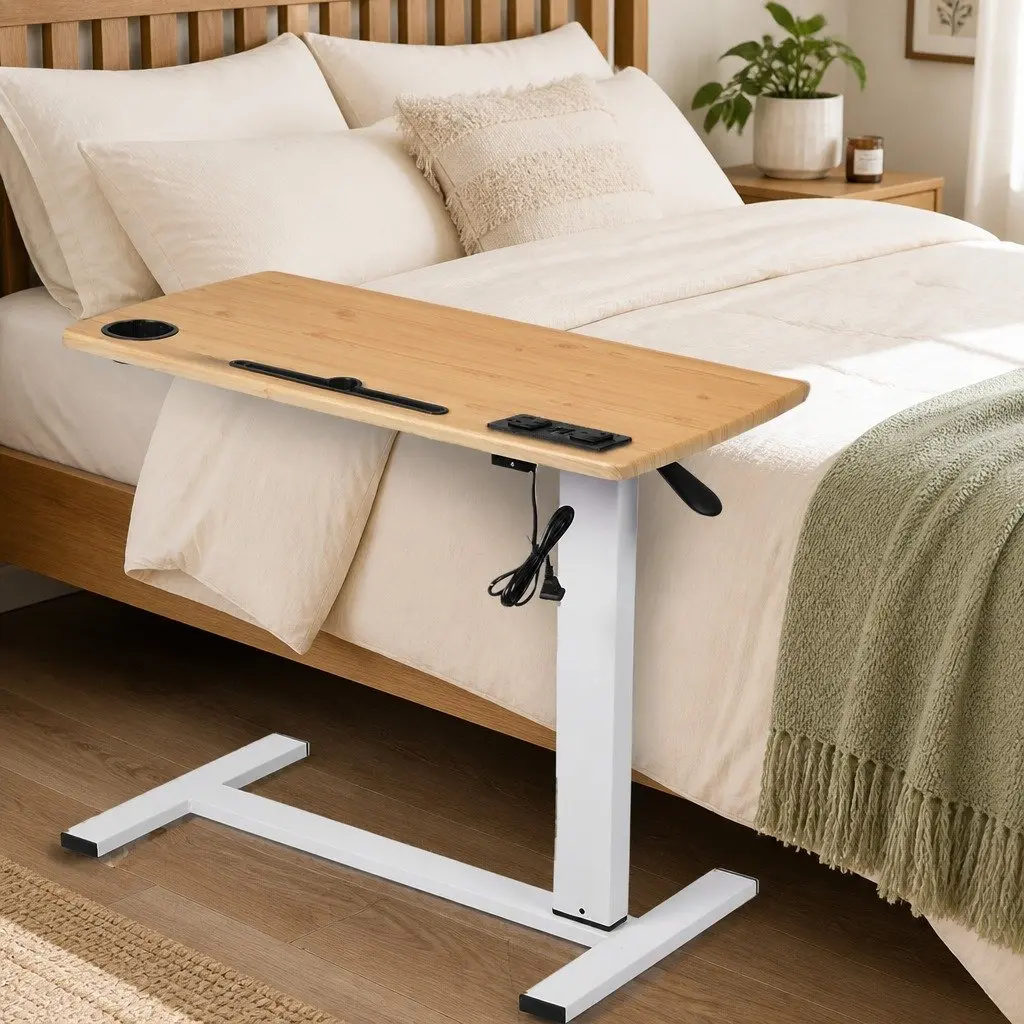 Height Adjustable Oak Standing Desk with USB Ports
