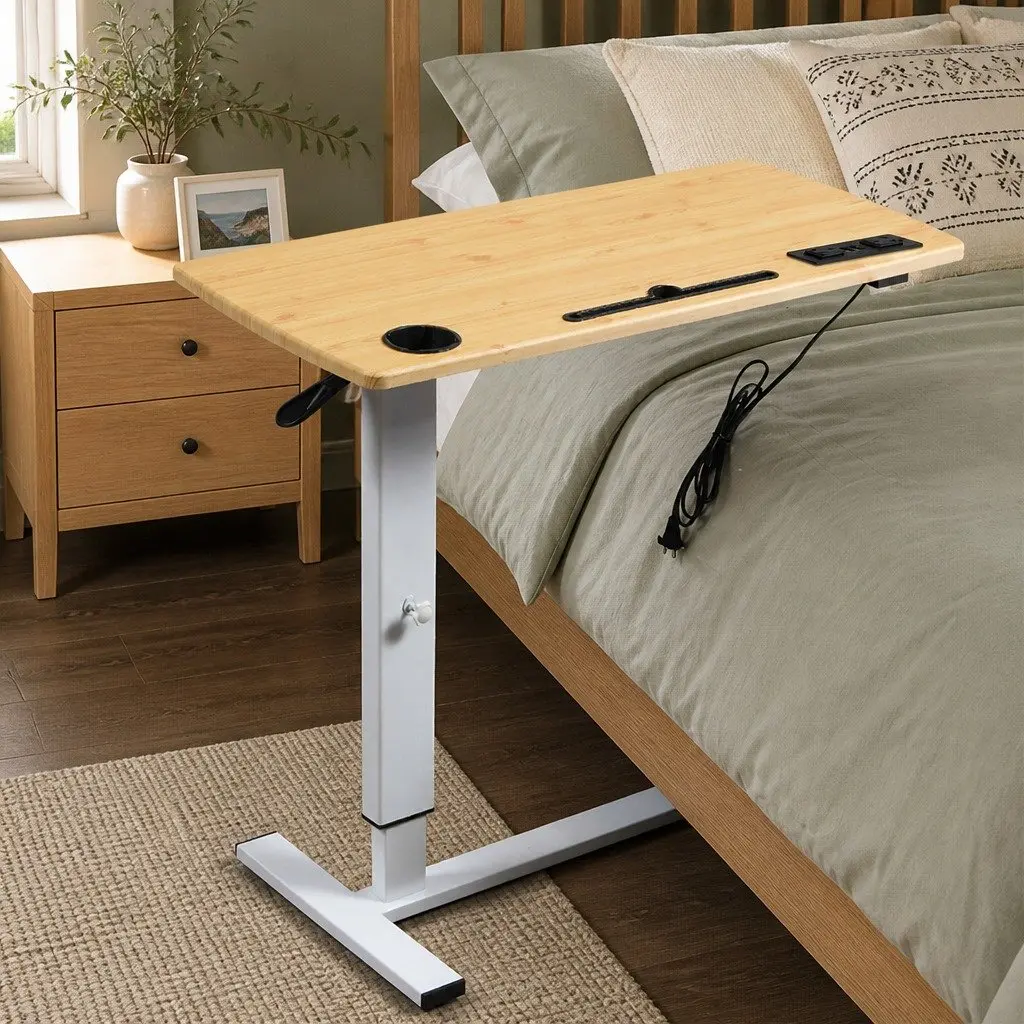 Height Adjustable Oak Standing Desk with USB Ports
