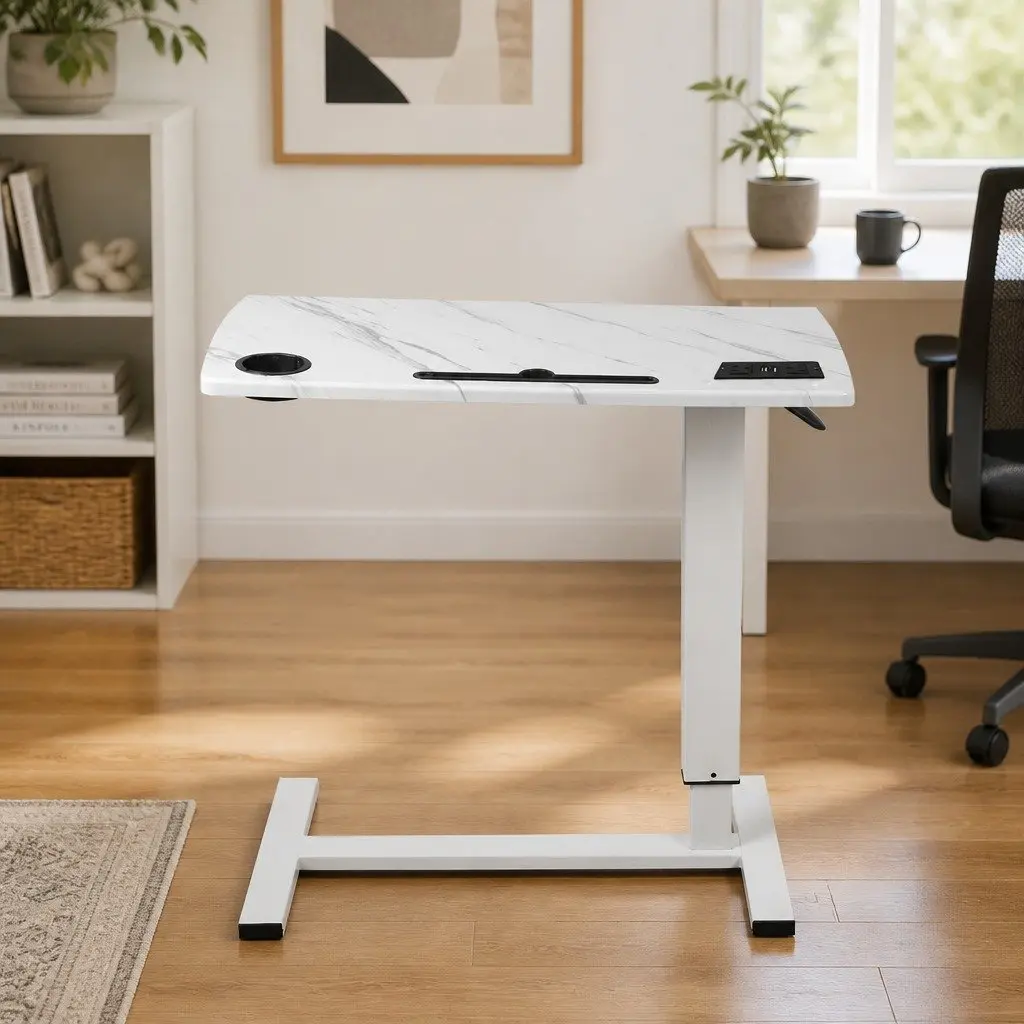 Height Adjustable Gas Lift Standing Desk 65-93cm White