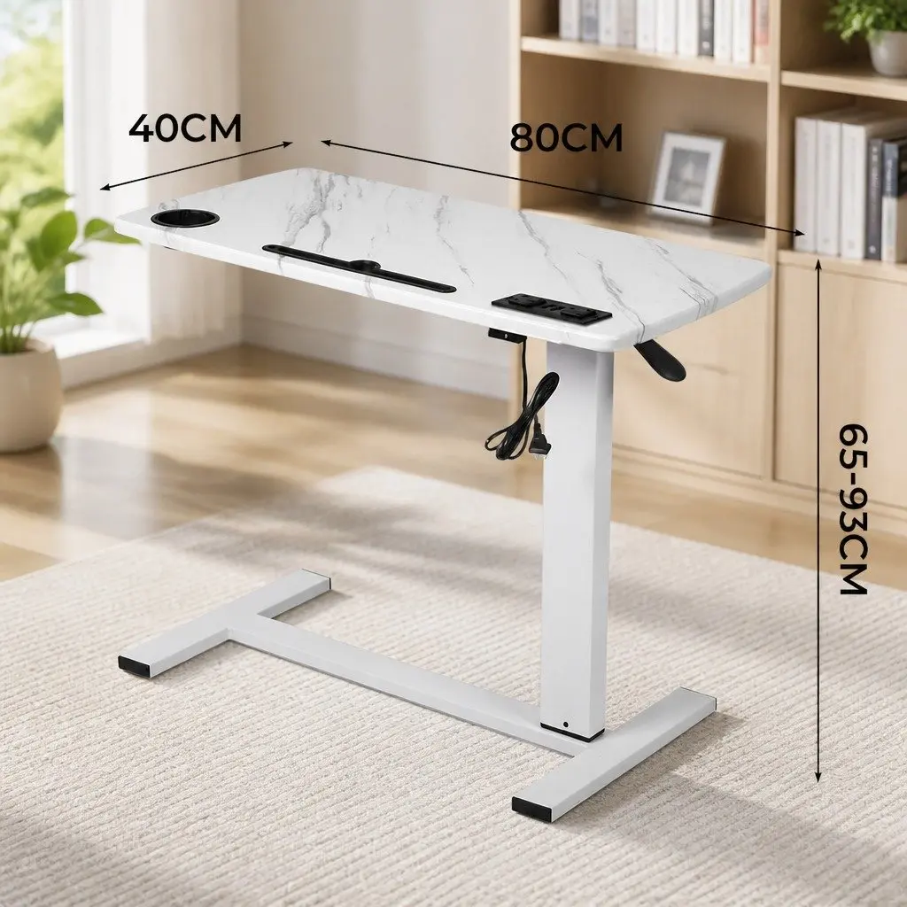 Height Adjustable Gas Lift Standing Desk 65-93cm White